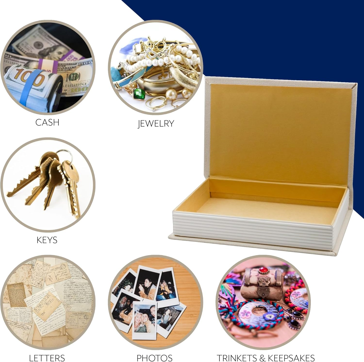 Auldhome Faux Book Stack (Cream); Blank Set of 3 Decorative Books for DIY Crafts and Home Decor image number 2