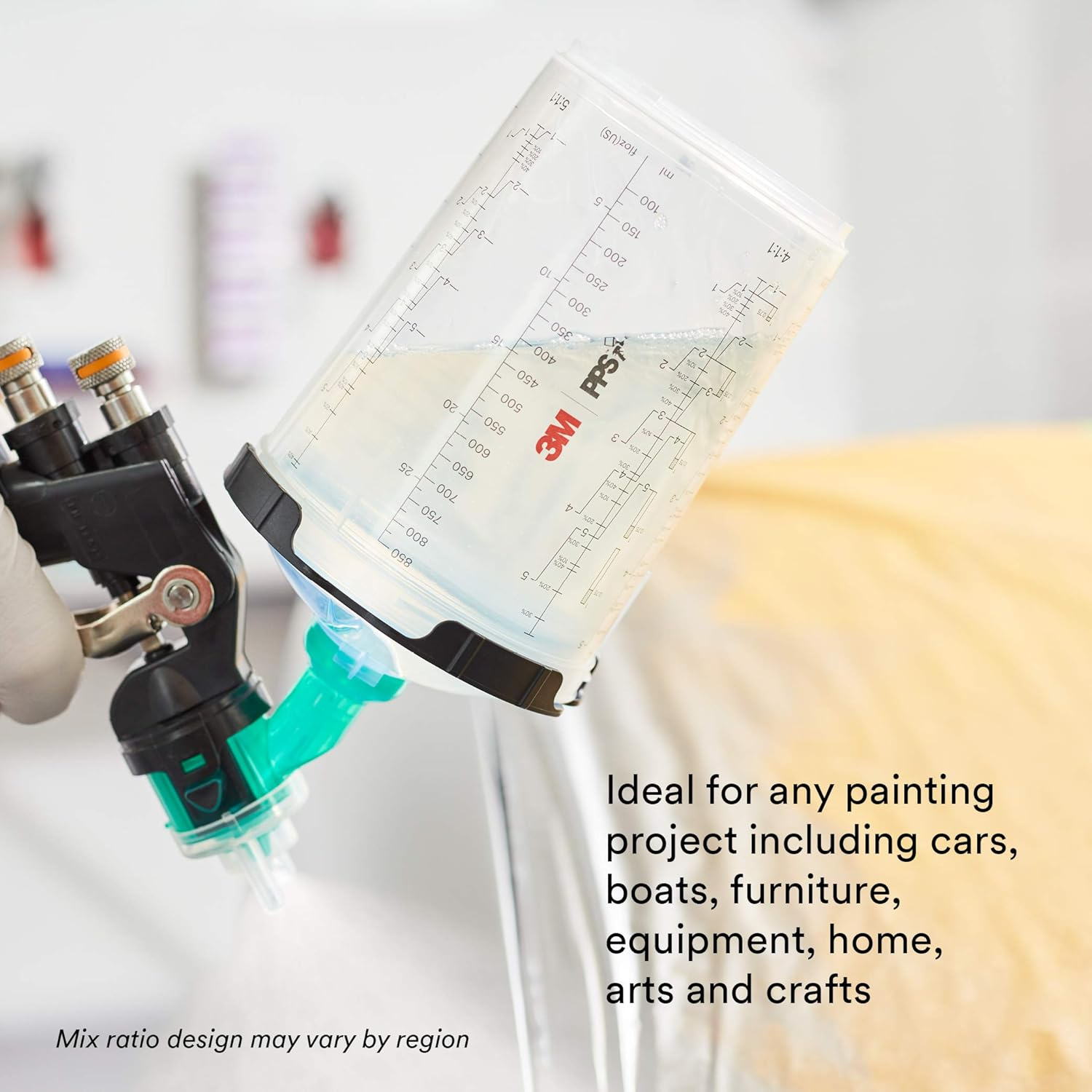 3M PPS 2.0 Spray Gun Cup, Lids and Liners Kit, 26325, Large, 28 Ounces, 125-Micron Filter, Use for Cars, Furniture, House and More, 1 Paint Cup, 50 Disposable Lids and Liners, 32 Sealing Plugs