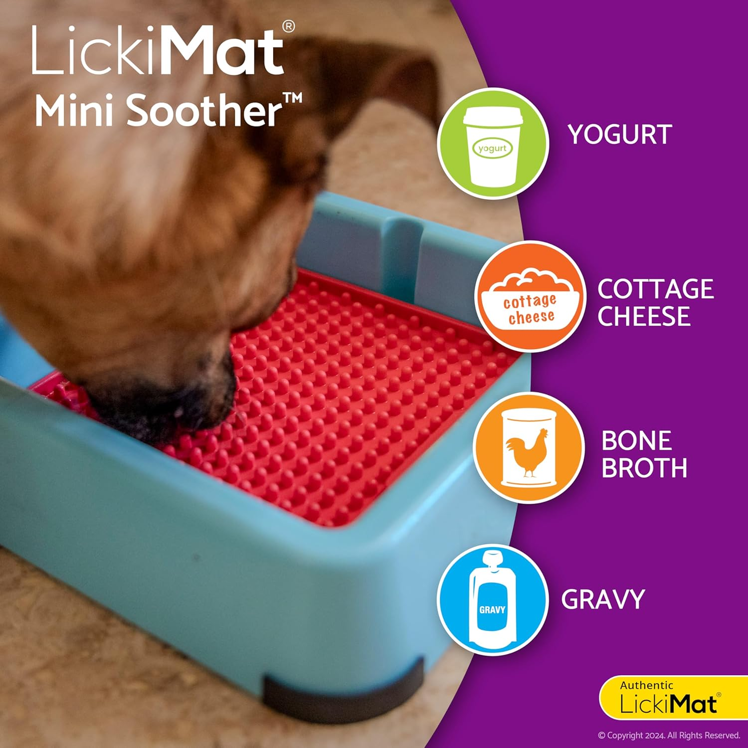 Lickimat Mini Classics - Interactive Pet Feeding Mat for Dogs, Slow Feeder with Modern Design, Enrichment for Family Bonding and Anxiety Relief image number 6