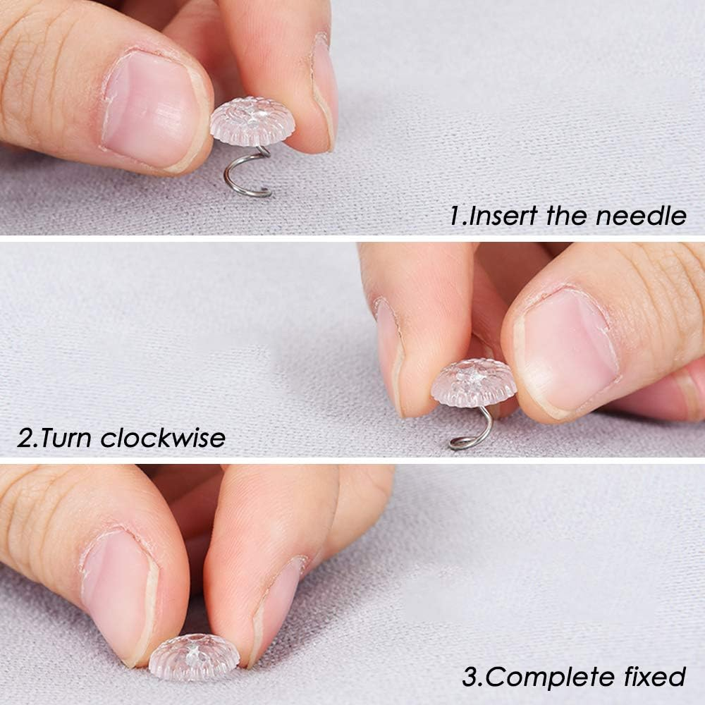 Yucool 100 Pcs Bed Skirt Pins, Twist Pins with Clear Heads for Upholstery,Slipcovers Bedskirts,Sofa image number 4