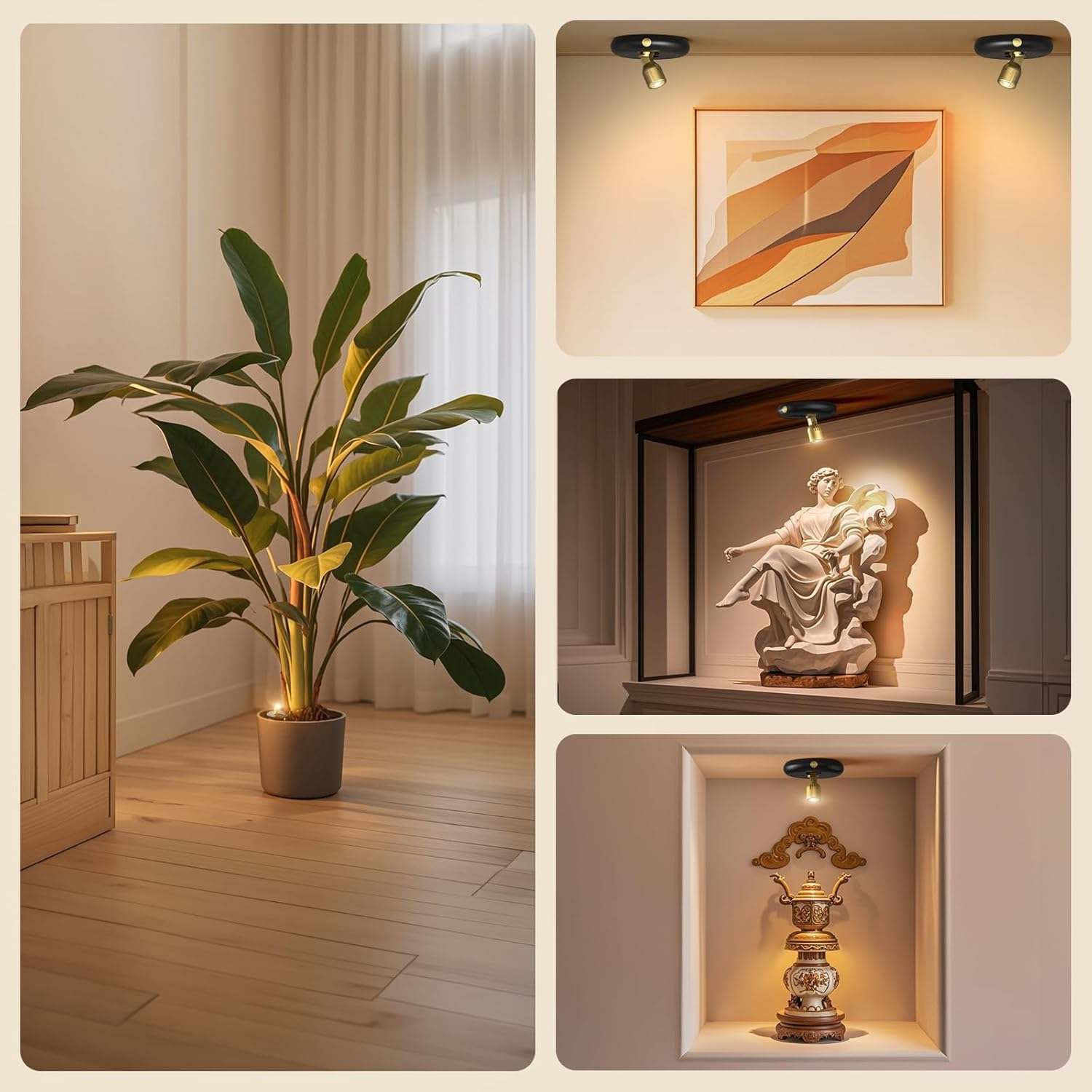 Rechargeable Picture Lights, Wireless LED Spotlight Indoor with Remote & Timer, Magnetic Dimmable Mini Wall Uplight for Indoor Plants, Artwork, Display Shelves & Closet image number 5