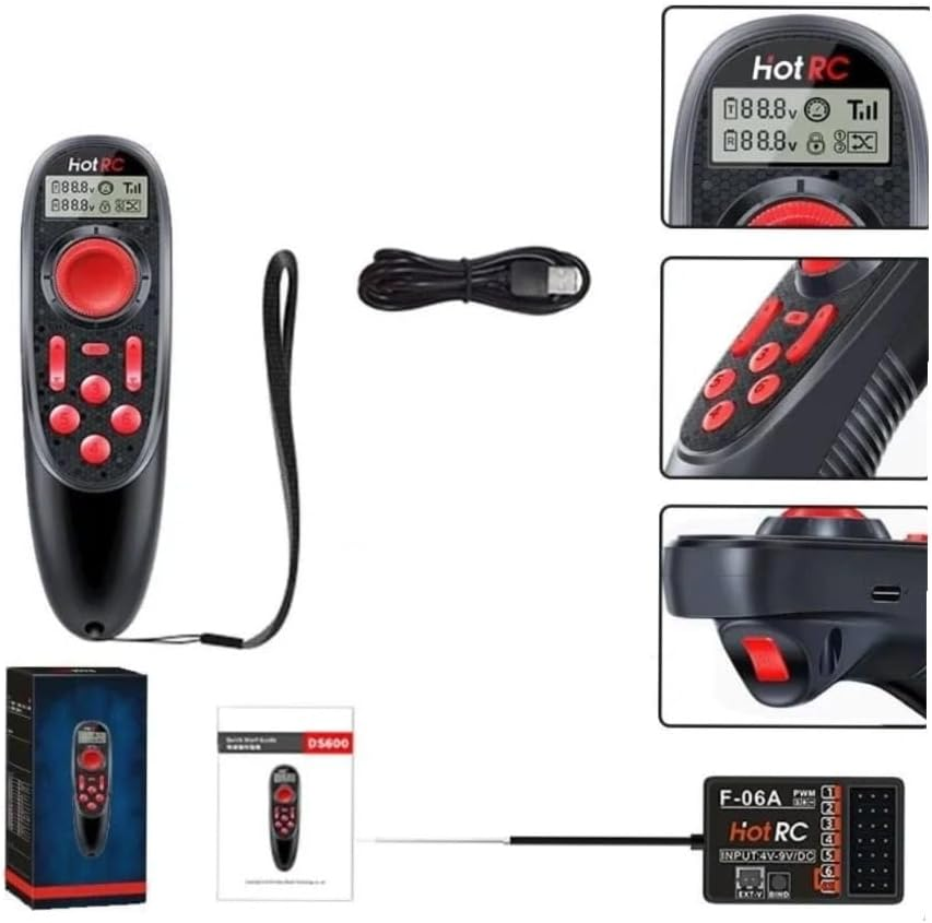 DS-600 RC Transmitter and Receiver 6CH 2.4Ghz Remote Controller with PWM 6 Channel Receiver for RC Boat Car Track with Rechargable Battery Build In image number 3