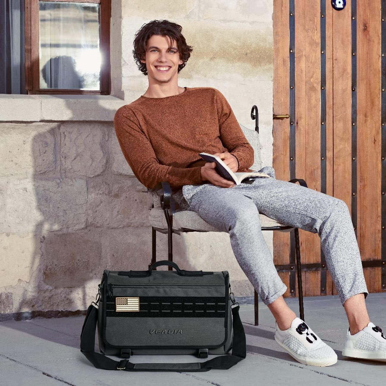 VEAGIA Messenger Bag for Men Tactical Laptop Bag for School Shoulder Briefcase Waterproof Crossbody Sid Bags image number 5