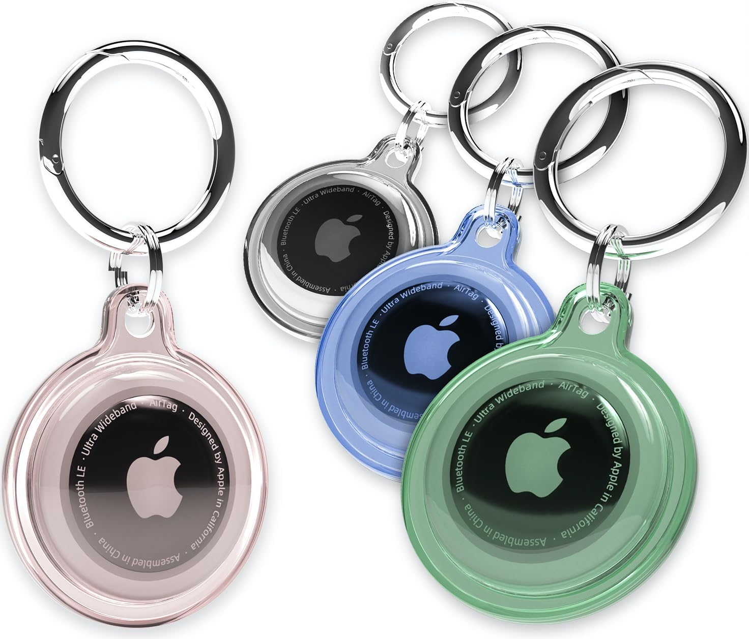 Airtag Keychain Holder (4 Pack) for Apple Airtags Anti-Lost Air Tag Holder Case Compatible with Car Keys Luggage Dog Collar