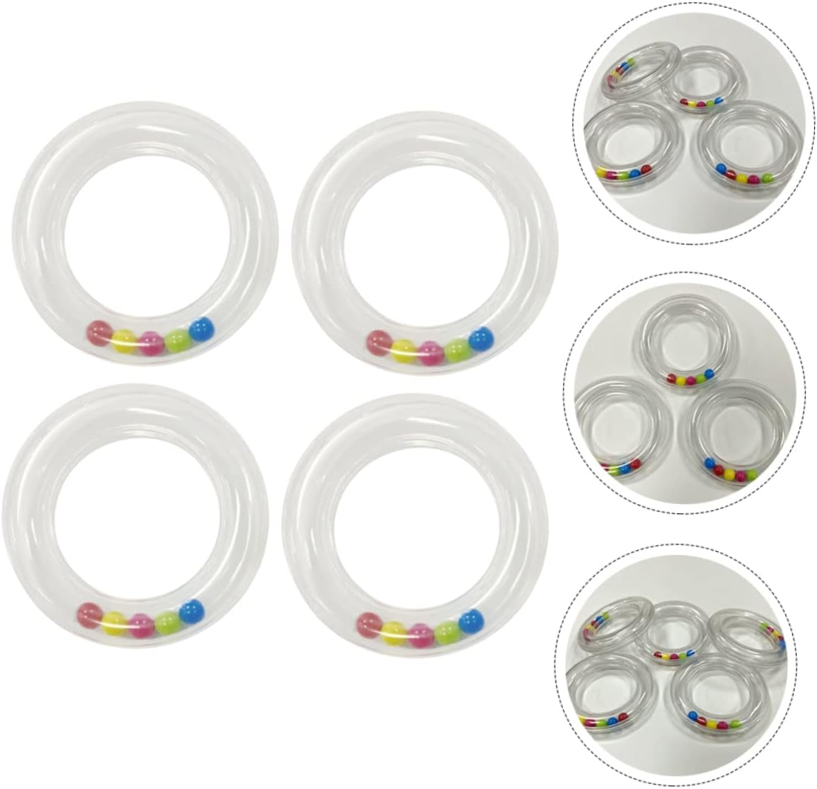 4Pcs Transparent Rattles Handheld Soothing Toys Funny Rattle Toys for Boy Girl Safe and Musical Instruments for Christmas and Birthdays