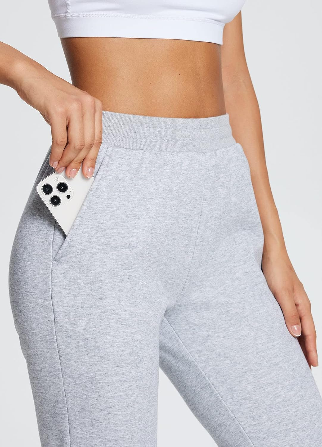 Baleaf Track Pants Women Fleece Lined Tracksuit Pants Thermal Straight Leg Cotton Sweatpants Pockets image number 6