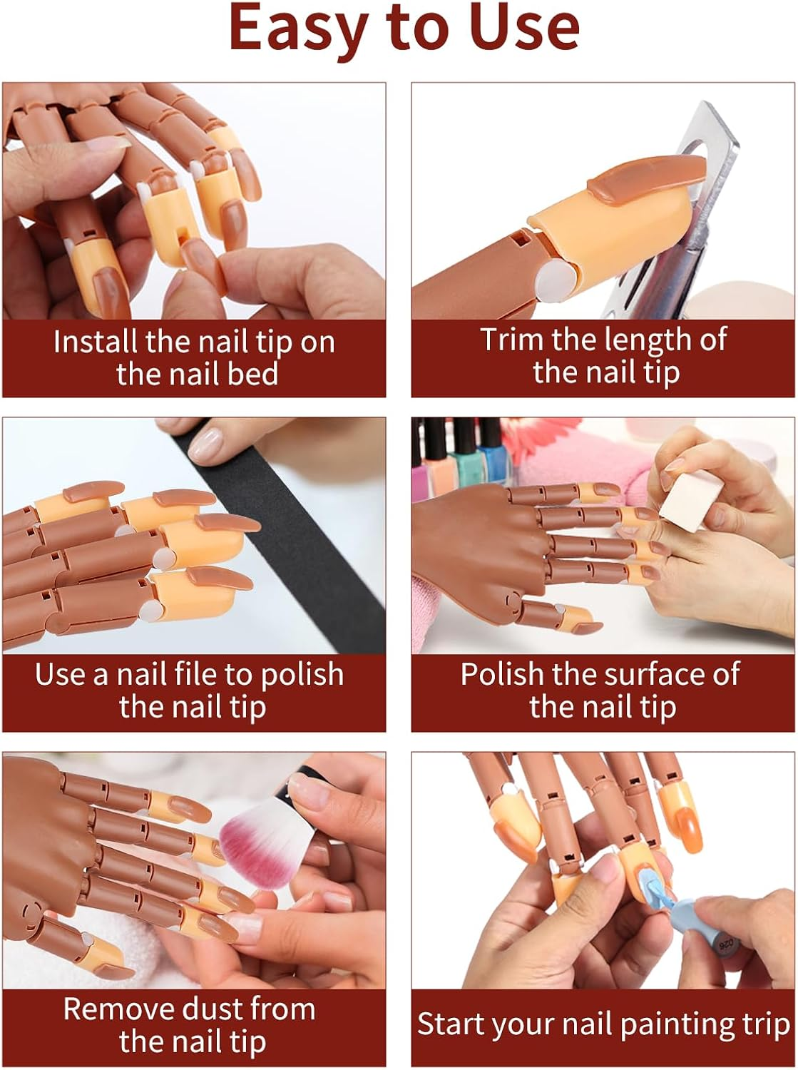 Nail Practice Hand for Acrylic Nails: Realistic Nail Hand Practice Model - Flexible Training Hand for Beginners - Bendable Fake Hand for Salon image number 2