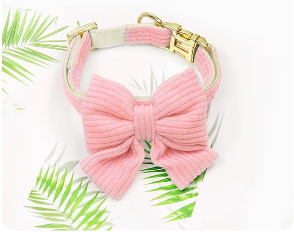 Dog Collar with Bowtie, Adjustable Cute Dog Collar for Wedding and Holiday, Soft Dog Collar for Small Dogs (Pink, L) image number 4