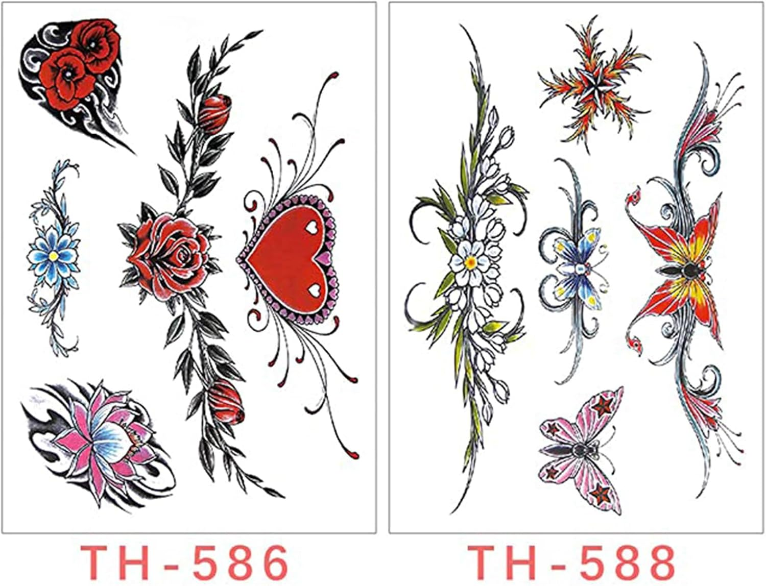 8 Sheets Belly Tattoos Stickers Temporary Fun Waist Cover Scar Female Tattoo Waterproof for Female Women and Girls image number 3