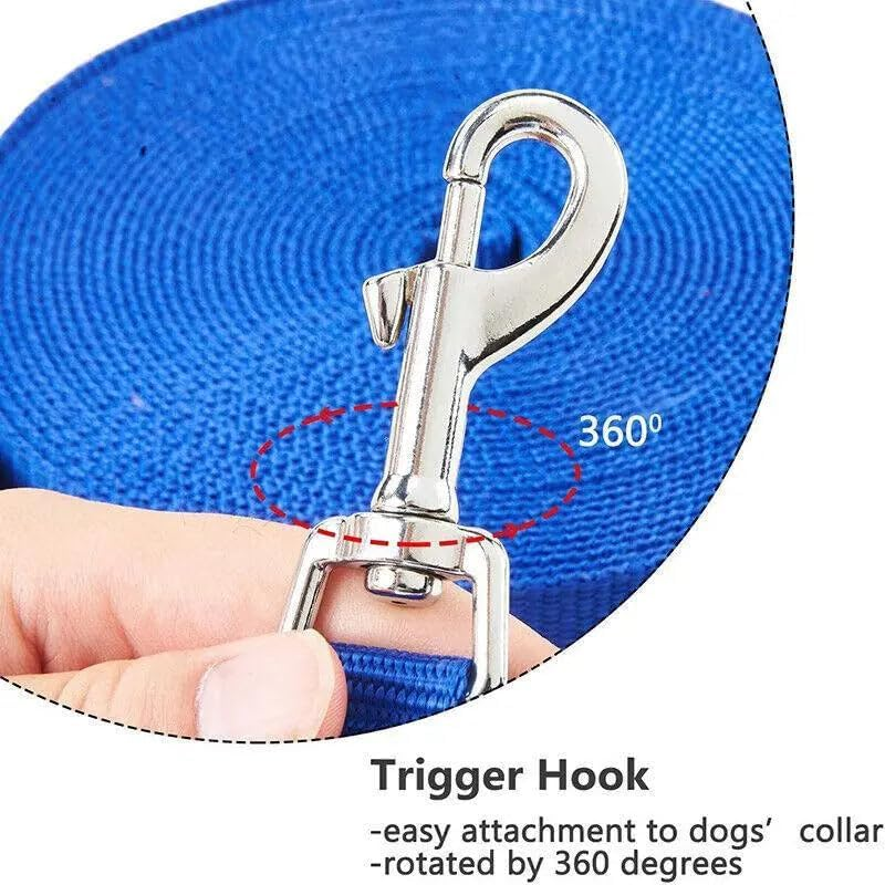 50Ft/15M Long Dog Lead Long Line Dog Leash Pet Puppy Leash Great for Dog/Puppy Training,Play,Camping,Extra Long Dog Leash- Durable with Stainless Steel Hook - Blue image number 2