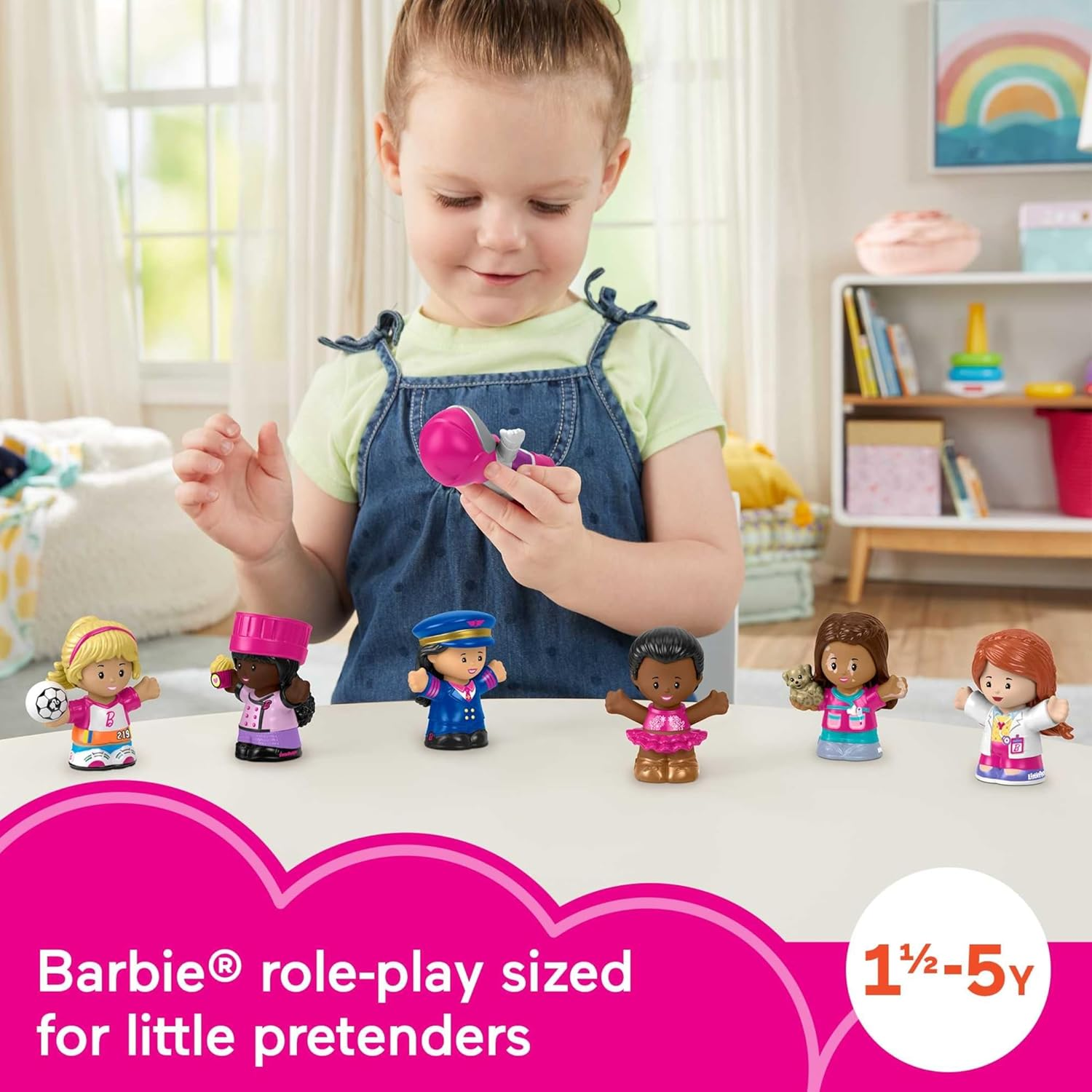 Fisher-Price Little People Barbie Toddler Toys, You Can Be Anything Figure Pack, 7 Characters for Pretend Play Ages 18+ Months image number 5