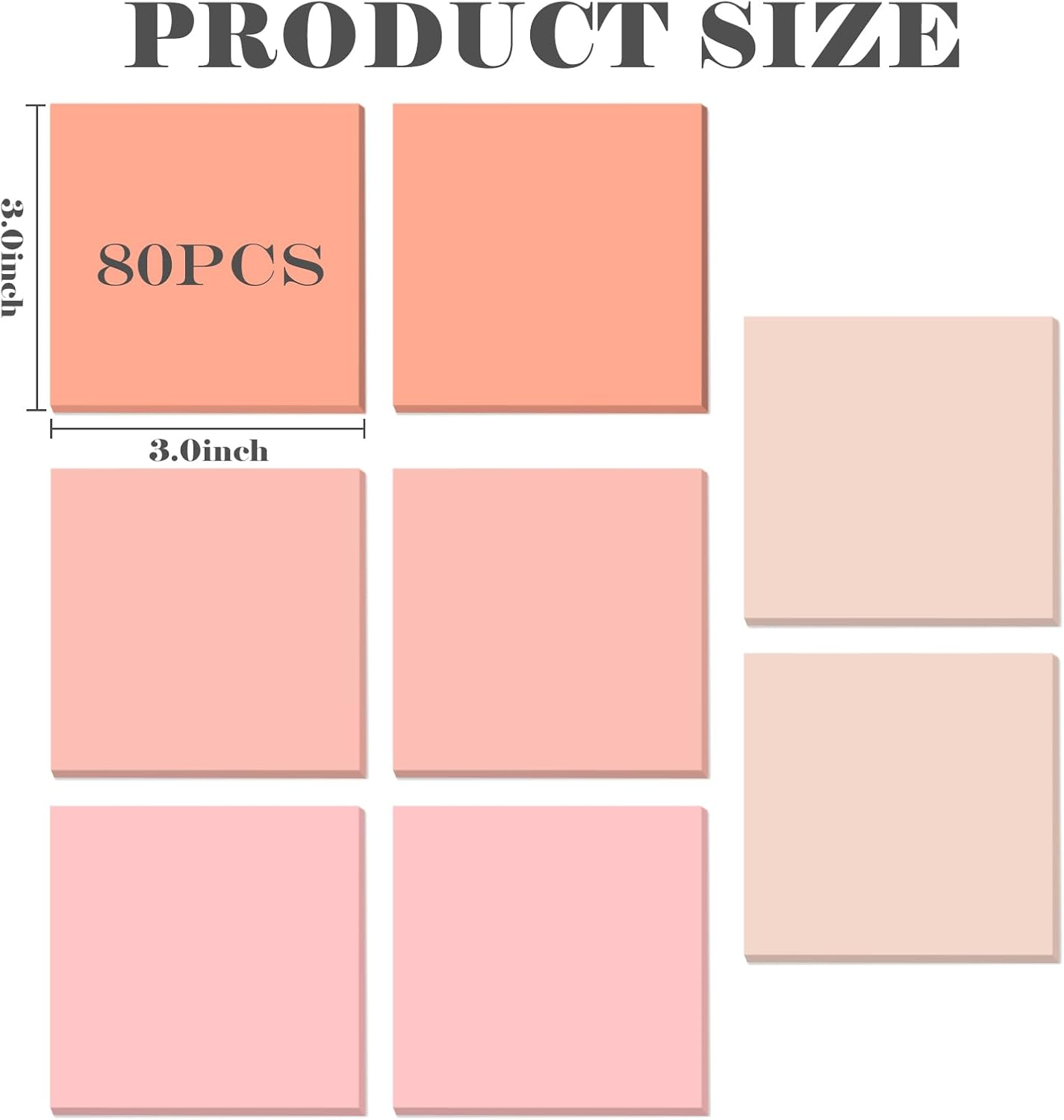 BAYTORY 640 Sheets Colored Sticky Notes, Gradient Memo Pads, Aesthetic Self-Stick Note, Self-Adhesive Sticky Note Easy to Post for Home Office School Supplies (Pink) - Blue image number 5