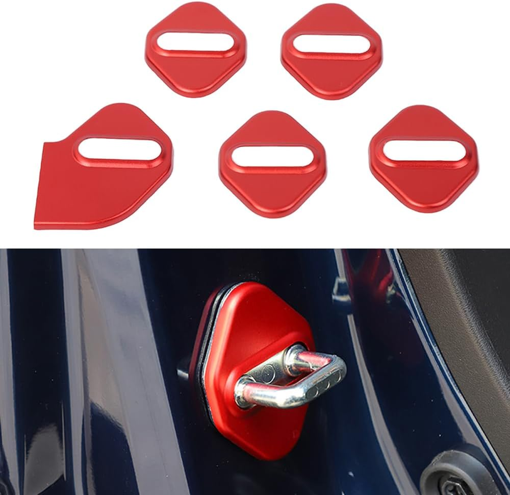 For Jimny Door Lock Cover, Aluminum Alloy Car Door Lock Latches Cover Protector Compatible with Suzuki Jimny 2019 2020 2021 2022 2023 Car Accessories （Black 5Pcs） image number 3