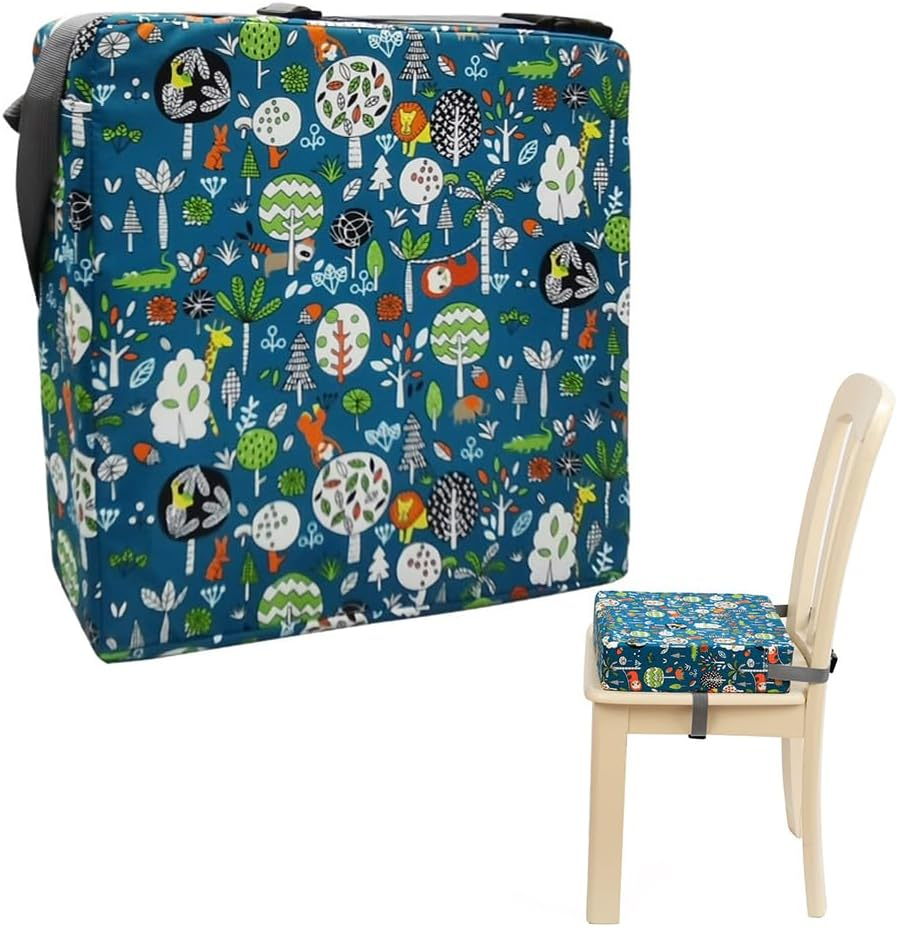 Toddler Booster Seat for Dining Table, Booster Seat for Table with Non-Slip Bottom and Straps, Washable Portable Thick Chair Increasing Cushion for Kids (Style A) image number 5