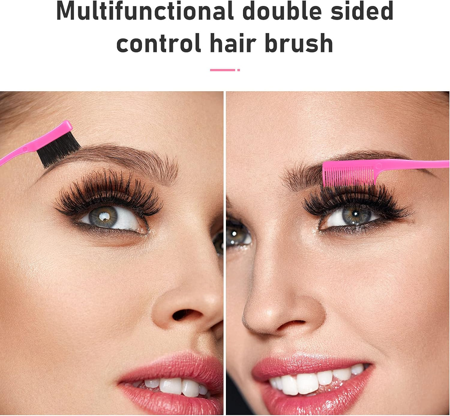 Remerry 12 Pieces Hair Brush Set, Nylon Teasing Hair Brushes 3 Row Salon Teasing Brush, Double Sided Edge Smooth Comb Grooming, Rat Tail Combs with Duckbill Clips for Women(Pink) - Blue image number 7