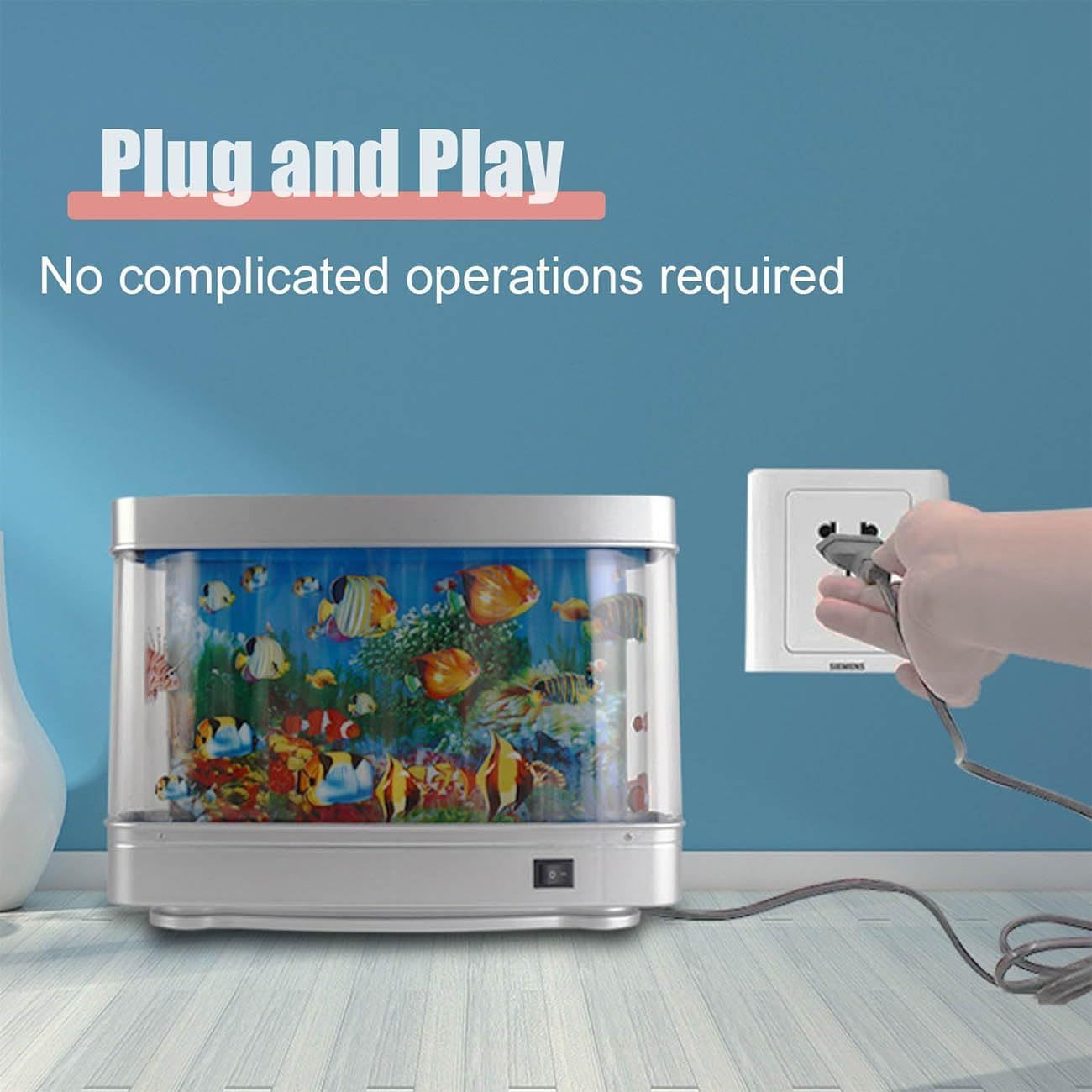 Artificial Fish Tank with Moving Fish,Fake Fish Tank Mini Aquarium,Perfect Sensory Lamp,Seabed World Lamp Lighting Move Aquarium image number 1