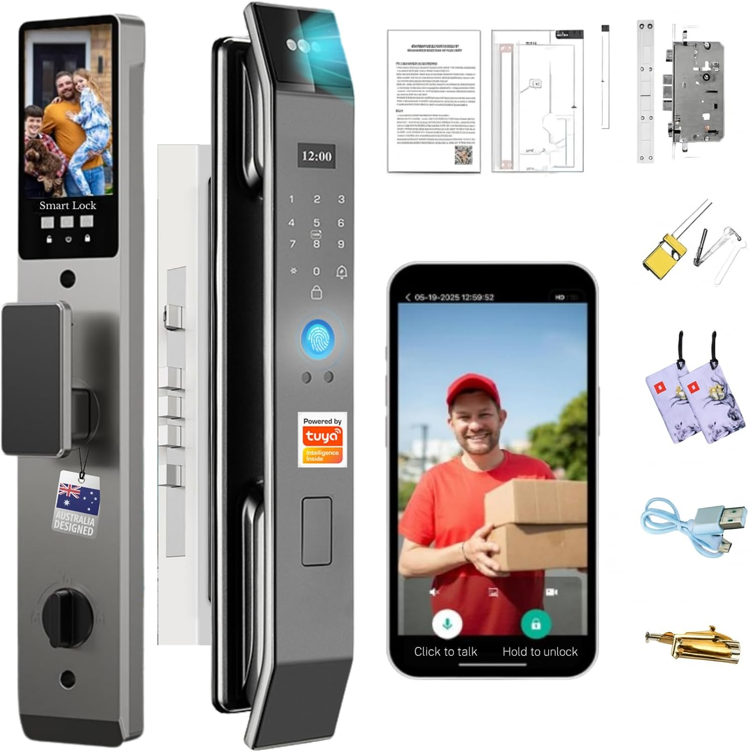 Smart Door Lock with Facial Recognition, App & Code Access, Auto Lock, Fingerprint & Keyless Entry &ndash; Smart Lock Digital Door Lock for Home Security, Smart Locks for Front Door image number 1