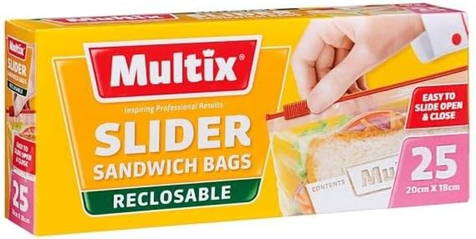 Multix Reclosable Slider Sandwich Bag, 20 Cm X 18 Cm Size (Pack of 25) image number 1