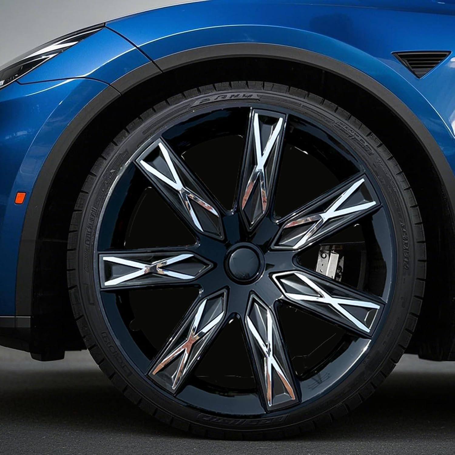 4 Pcs Hubcaps Fit for Tesla Model Y Hubcaps 19 Inch Silver Black Protective Wheel Covers Compatible with Model Y 2019, 2020, 2021, 2022, 2023, 2024 Tesla Y Accessories