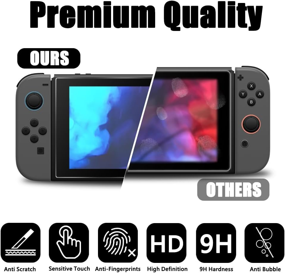 TQLGY Tempered Glass Screen Protector for Nintendo Switch 2 (2025), 9H Hardness, HD Clear, Anti-Scratch, Anti-Fingerprint, Bubble-Free Installation, 2-Pack