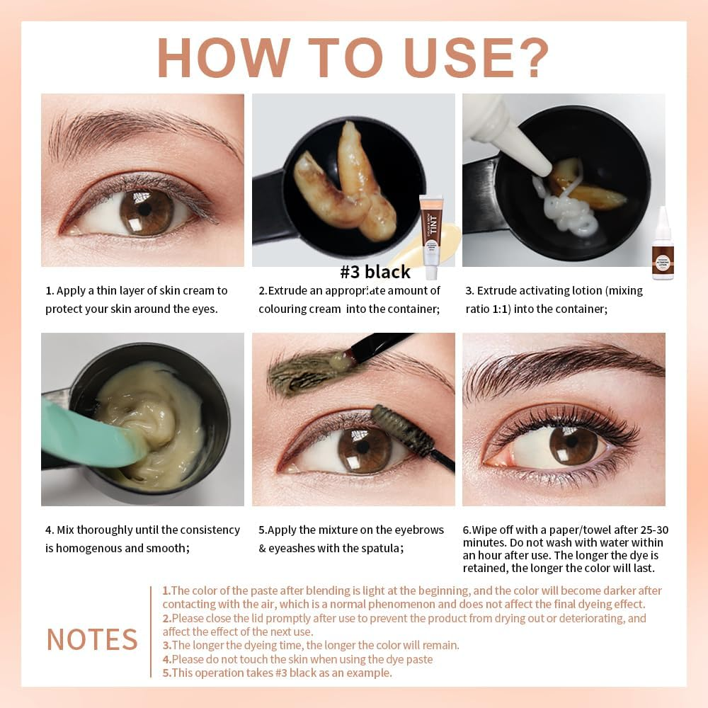 2-In-1 Eyebrow Lamination Kit Brow Lash Lift Kit and Eyebrow Tint Waterproof Semi Permanent Color with Natural Looking Lift Salon Quality Results at Home, 4-6 Week Lasting Effect (Black, #3) image number 2