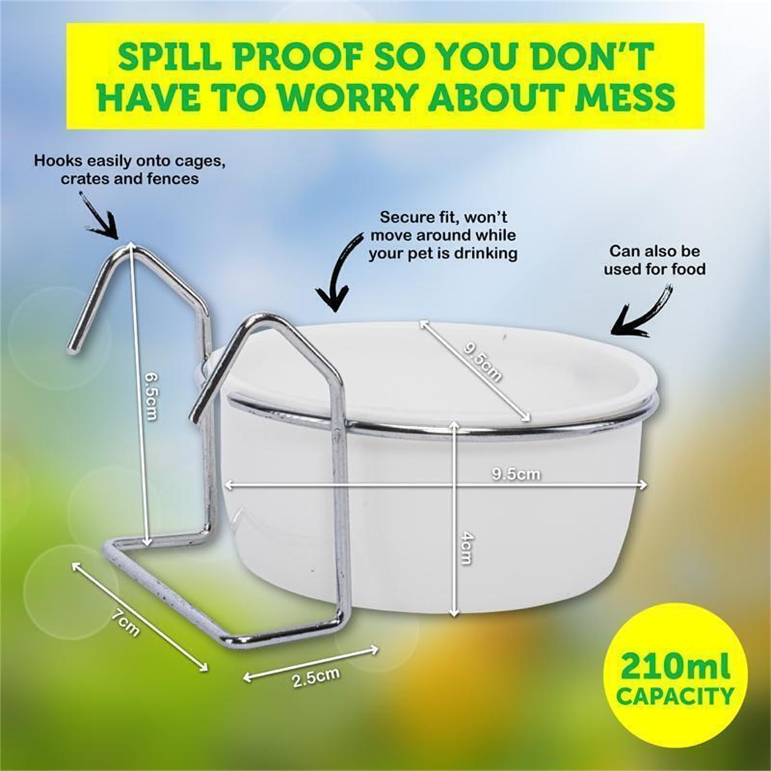 Leona Co Bird Parrot Food and Water Dish Set - Plastic Bird Parrot Food Feeding Cage Bowl with Stainless Steel Holder and Birds Feeder Dispenser Bottle image number 3