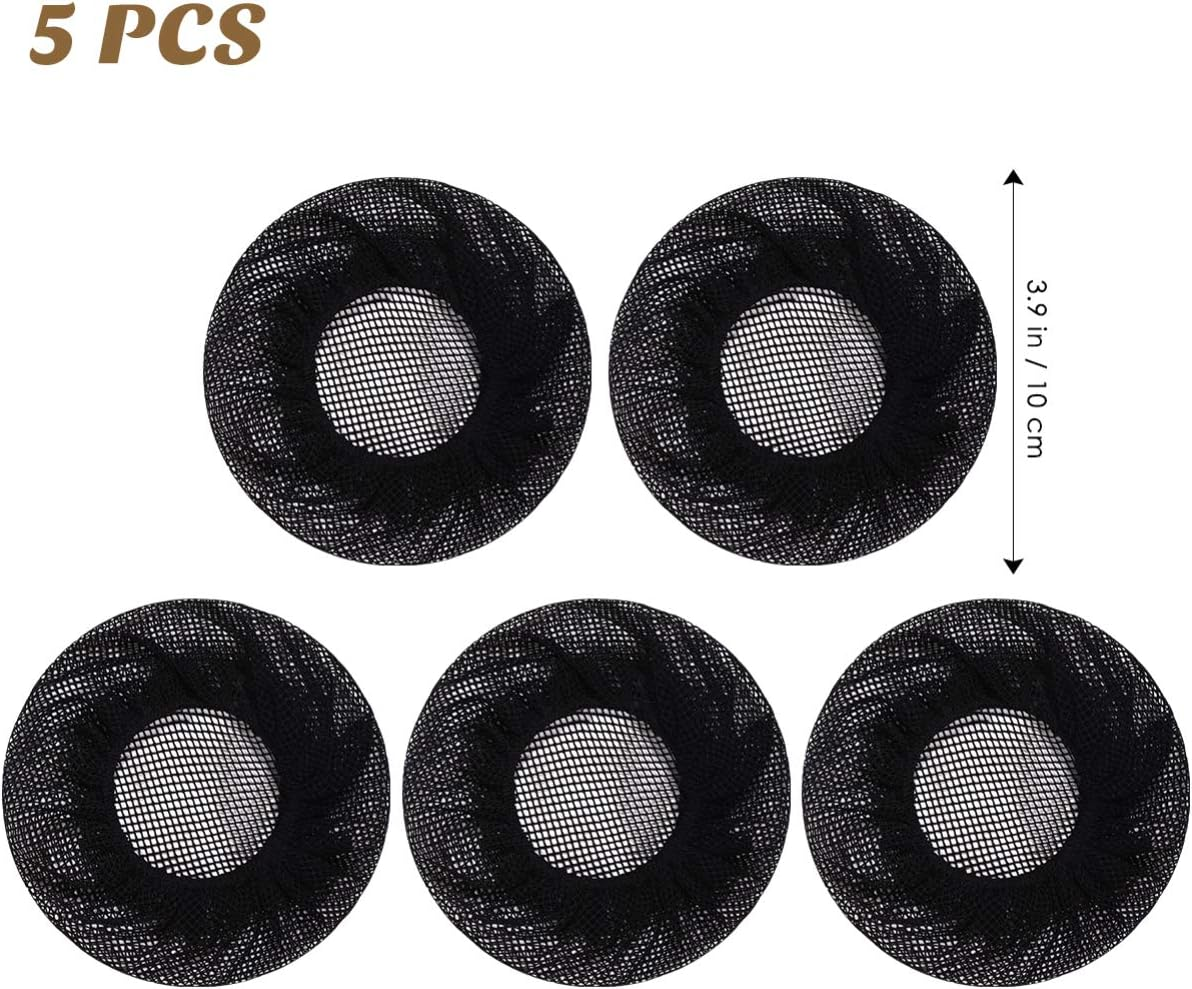 Minkissy Black Hair Nets Womens Work Outfits Sets 5Pcs Ballet Hair Bun Net Elegant Reusable Black Stretch Mesh Accessory Covers for Women Black Tiara Womens Accessories image number 3
