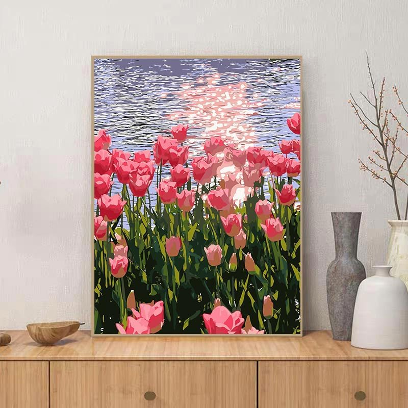 Paint by Number for Adults Beginners,12" Wx16 L Canvas for Painting Kits for Adults in Colorful Box,Paint by Numbers for Home Wall Art Decor-Tulip image number 2