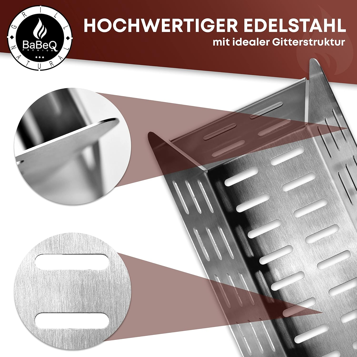 3-In-1 Stainless Steel Grill Basket, Charcoal Basket, Smoking Basket (Square) for Vegetables, Meat, Fish, Coal, Smoking Chips &ndash; Vegetable Basket for Gas Grill, Electric Grill, Charcoal Grill &ndash; image number 3