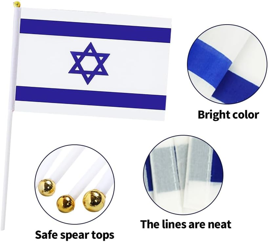 20 Pack Small Israel Flags on Stick Mini Handheld Israeli Flag for Parades, Independence Day and Patriotic Events 5X8 Inch Durable Weather-Resistant Flags with 12 Inch Sticks(Israel) image number 1