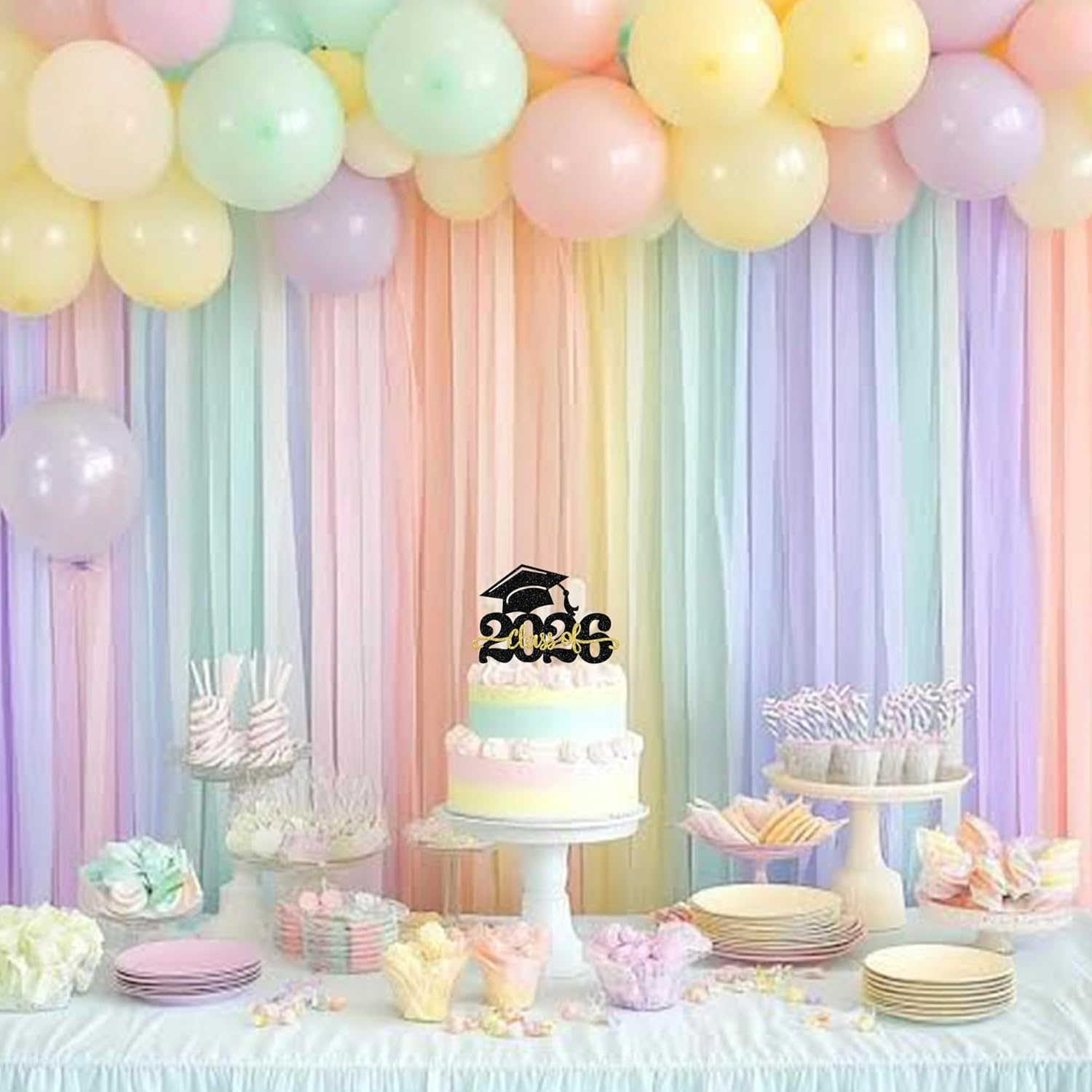 1 Pack Class of 2026 Cake Topper Glitter Congrats Grad Cap 2026 Graduation Cake Pick for 2026 Graduation Theme High School Boys Girls Graduate Party Cake Decorations Supplies image number 1