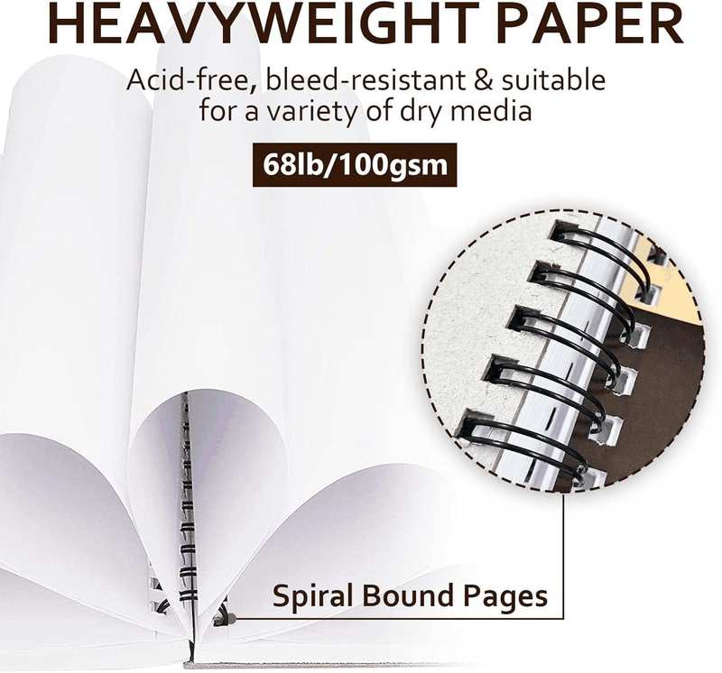 Joy SPOT! 9X12 Inch Sketchbook, Pack of 2, 200 Sheets (68 Lb/100Gsm), Art Sketch Book Pad for Drawing, Artist Sketchbook with Hard Cover, Spiral Binding Sketching Paper Pad for Adults & Teens
