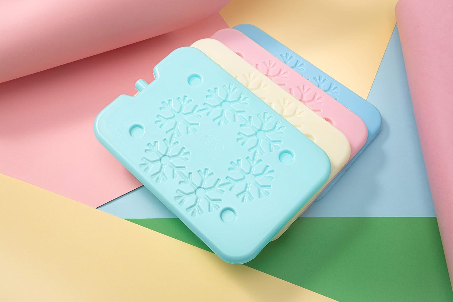 Blue ELE Macaron-Colored Ice Pack for Lunch Box and Cooler, BPA Free, Reusable and Long Lasting, Slim and Lightweight Design for Kids, Set of 4, Fun & Colorful, BE01 Macaron-Colored image number 1