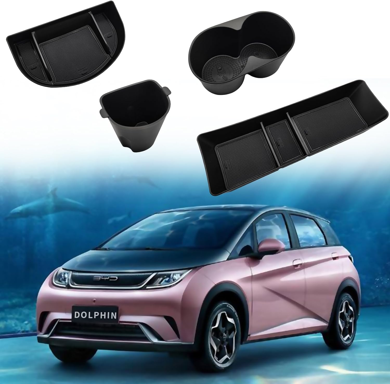 Is Suitable for BYD Dolphin Accessories 2024-2025 Center Console Storage Rack and Screen Rear Storage Bin, Front Water Cup Holder and Rear Trash Can (4 Pieces in Total for AU RHD) image number 5