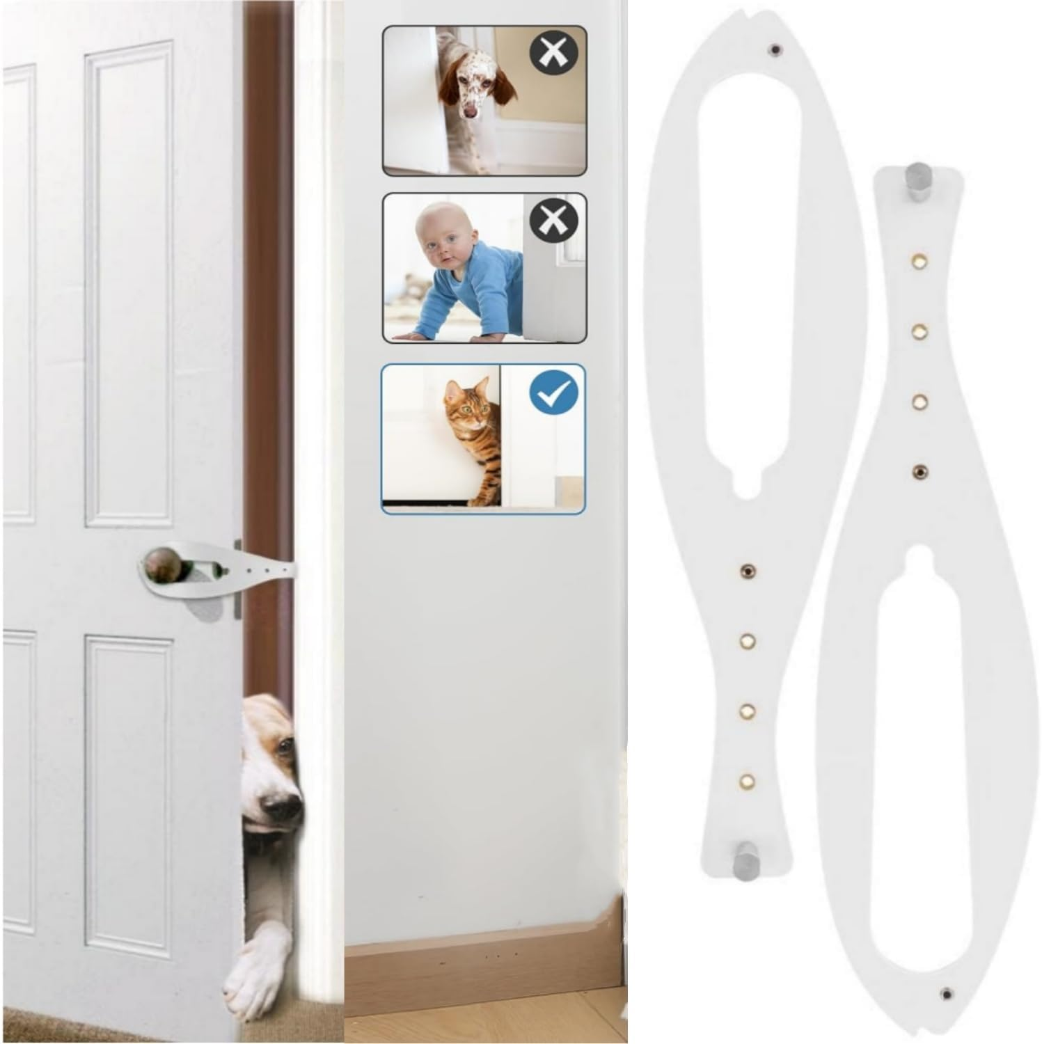 2PCS Cat Door Holder Latch, 5 Way Adjustable Cat Door, Indoor Interior Lock Strap Flex Latch Strap, Easy Way Cat Door Stopper to Let'S Cats in and Keeps Dogs Out of Litter & Food & Child Protection image number 1