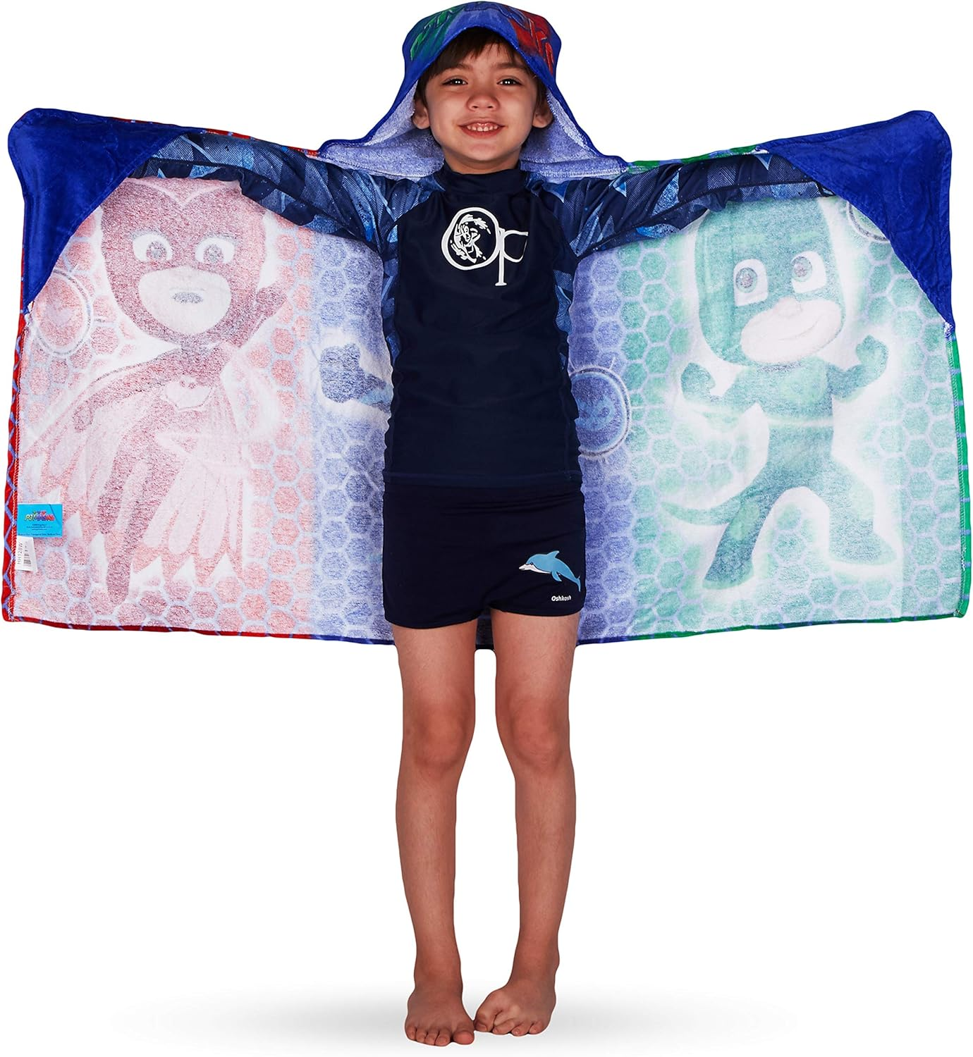 Franco PJ Masks Bath/Pool/Beach Soft Cotton Terry Hooded Towel Wrap, 24" X 50", by Kids image number 6