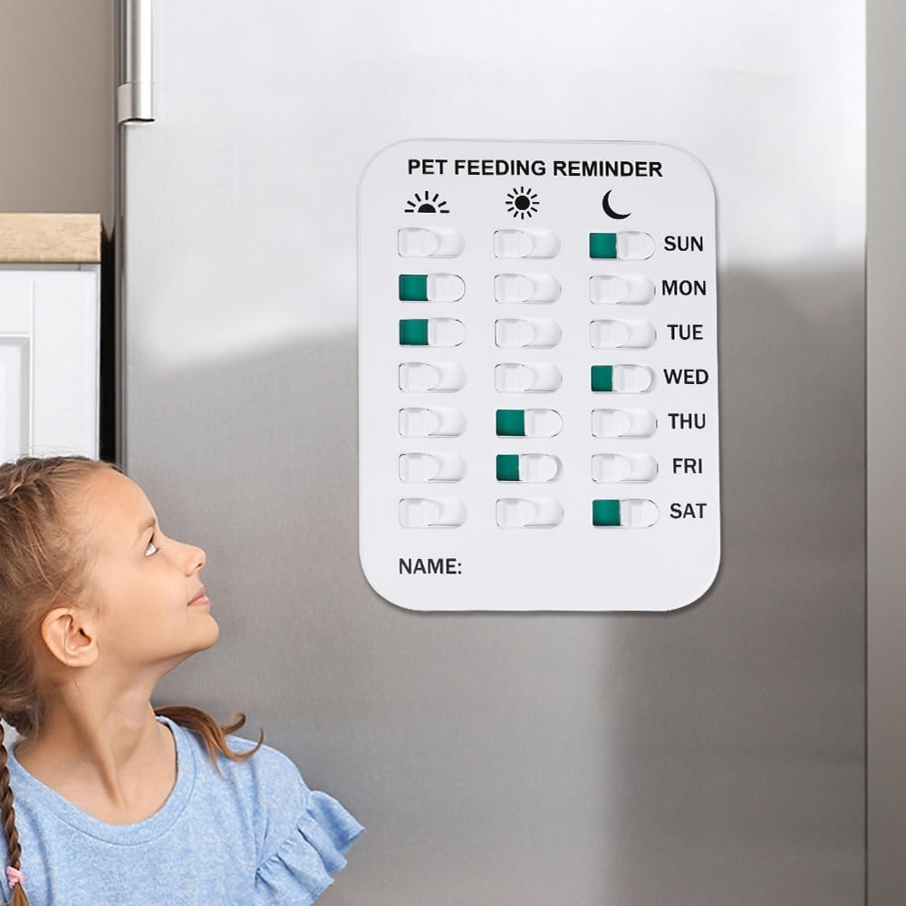 Dog Feeding Reminder Board &ndash; Magnetic AM/PM Daily Tracker for Pet Food & Medication, Prevents Overfeeding, Fridge Sticker with Double-Sided Tape for Dogs and Cats (White) image number 6