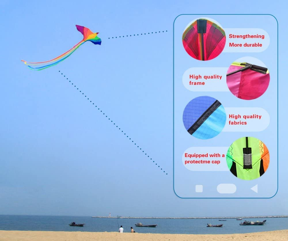 HENGDA Kite-Strong Phoenix for Kids & Adults, with Long Colorful Tail!Huge Beginner Colorful Rainbow Bird Phoenix Kites 74-Inch Come with String and Handle image number 6