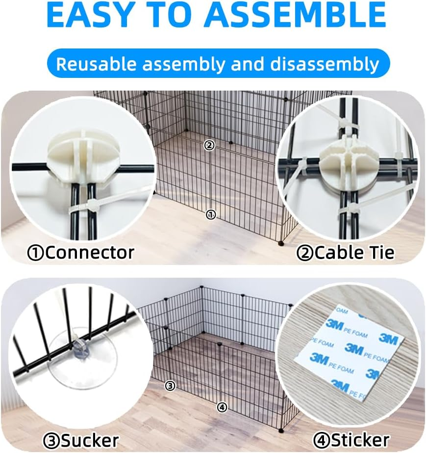 Small Animal Cage,Portable Metal Wire Mesh Outdoor & Indoor Pet House Cage with Tray Exercise Place Crate for Kitty,Puppy,Rabbits,Guinea Pig and Small Animals (Black, 1 Door) image number 1