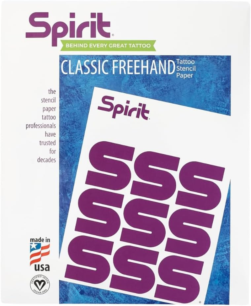 Spirit&reg; Freehand Tattoo Transfer Paper - 8.5" X 11"- A4 Size Freehand Tattooing Stencil Paper Certified Vegan with Vegetable Wax Easy Transfer Tattoo Paper (100 Sheets), Proudly Made in the USA image number 5