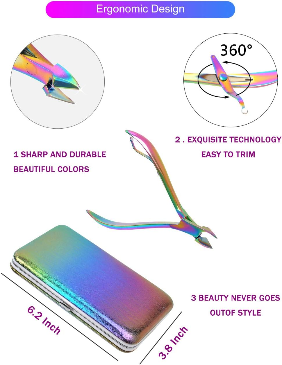 2020 New Rainbow Manicure Kits 18 Pcs Nail Clippers for Women Gift Women'S Rainbow Leather Manicure Set (18-Rainbowmanicure Kits) image number 6