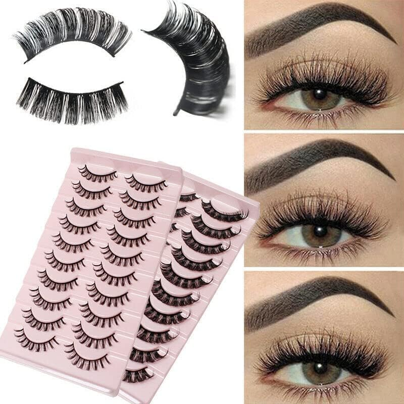 10Pairs Russian Style Strip Lashes D Curl Mink False Eyelashes Full Curled，Full, Wispy, 3D Glam Lashes, Handmade & Reusable image number 4