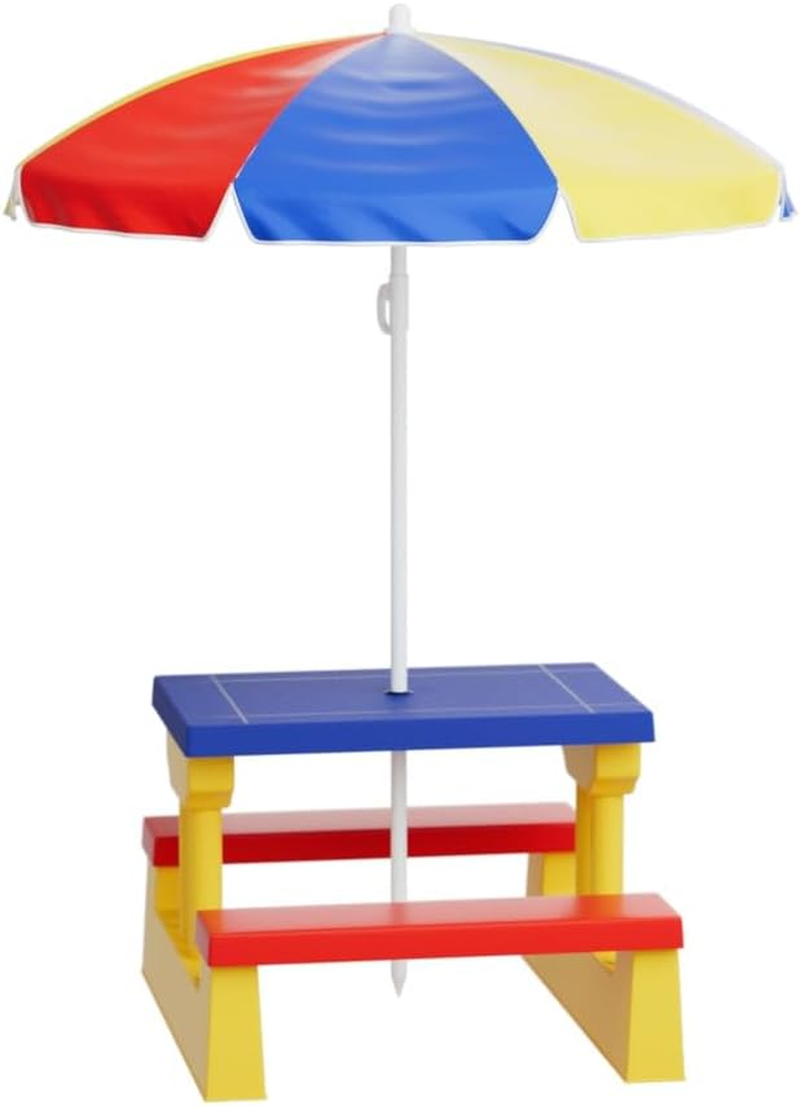 Keezi Kids Outdoor Table and Chairs Set Picnic Bench Umbrella Children Indoor