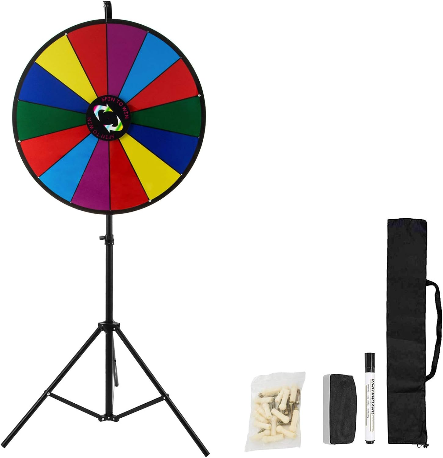 Happybuy 24 Inch 18 Inch Tabletop Color Prize Wheel with Folding Tripod Floor Stand 14 Slots Colorful Dry Erase Trade Show Fortune Spinning Prize Wheel for Spin Game Carnival image number 2