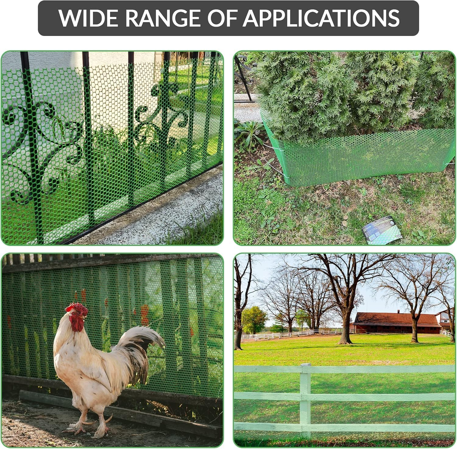 Upgraded Chicken Wire Fence Mesh - 40CM X 500CM Black/Green/White Colors Hexagonal Fencing for Gardening Poultry Netting, Floral Roll (Green) image number 5