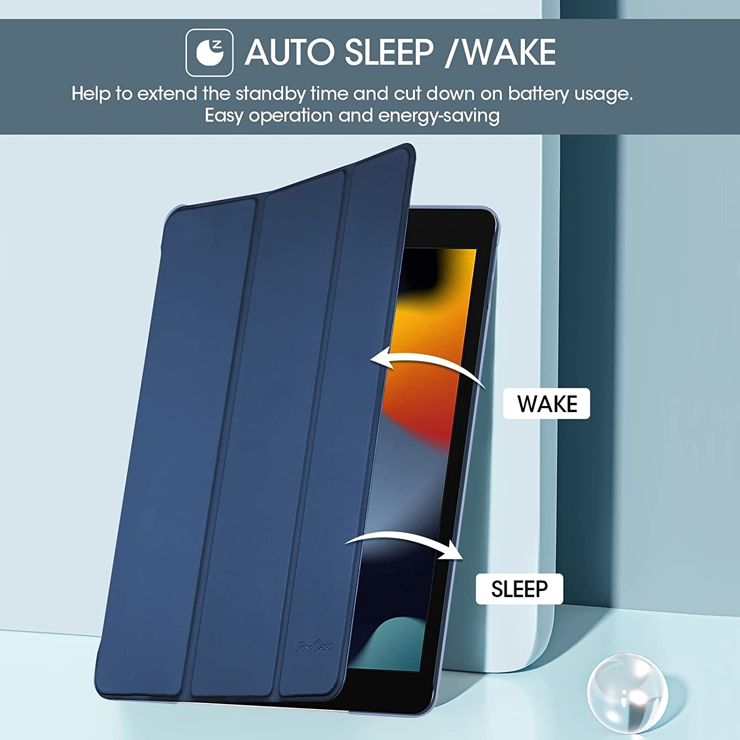 Procase Ipad 10.2 Case 9Th Gen 2021/ Ipad 8Th Gen 2020/ 7Th Gen 2019, Slim Stand Hard Back Shell Protective Smart Cover Case for 10.2 Inch Ipad 9/8/7 -Darkblue - Antiquemoss image number 5