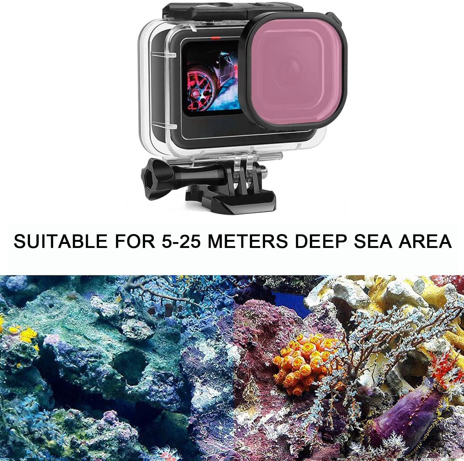 Fitstill 70M/230FT Underwater Waterproof Case with Dive Filters Compatible for Go Pro Hero 13/12/11/10/9 Black,Underwater Protective Housing Dive Kit,Professional Action Camera Dive Accessory Kit image number 2