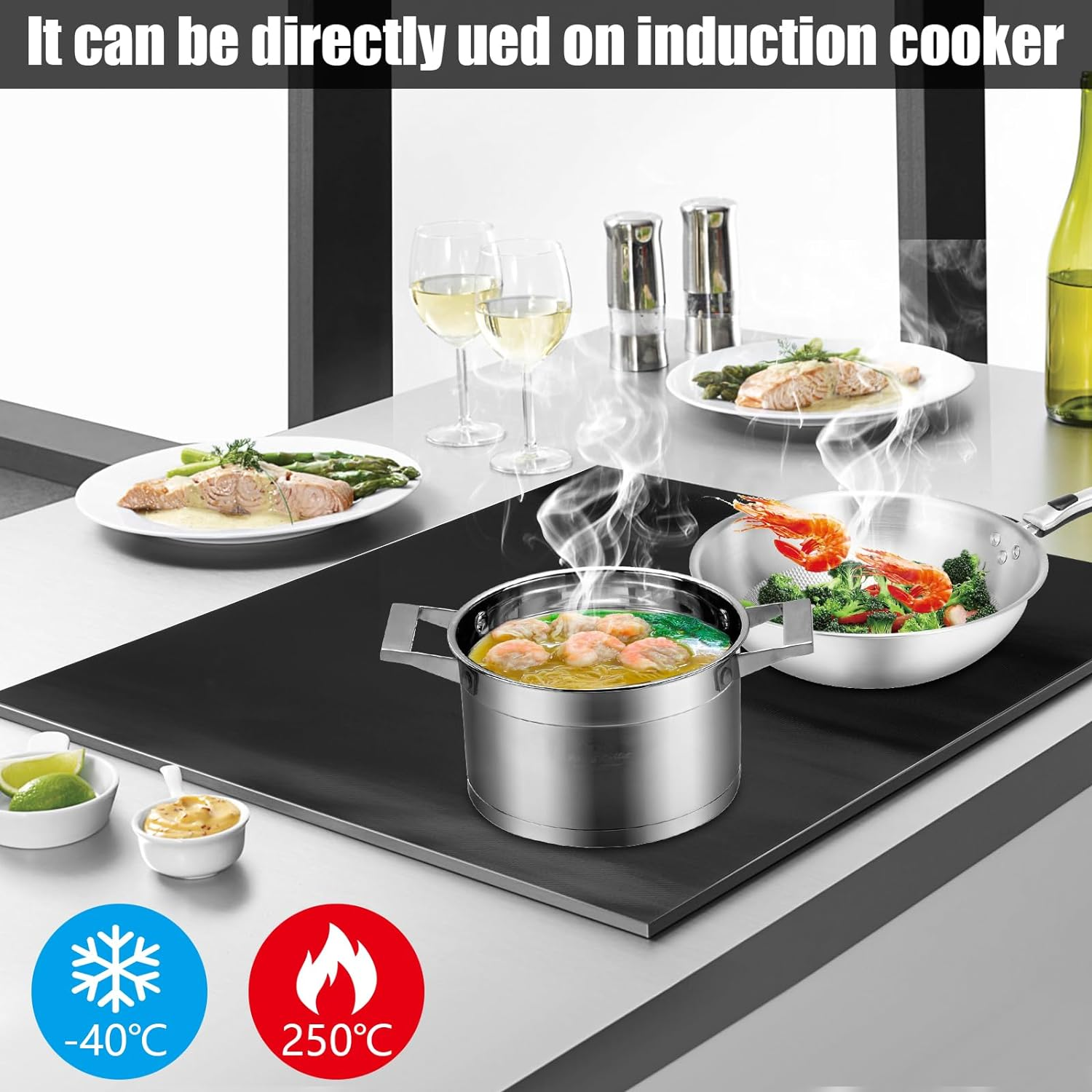 Induction Cooker Protector Mat, Silicone Oil Proof Flexible Flame Retardant Cooktop Protection Mat, Rectangular Hot Pot Mat for Kitchen Cooking (54 * 90Cm) image number 2