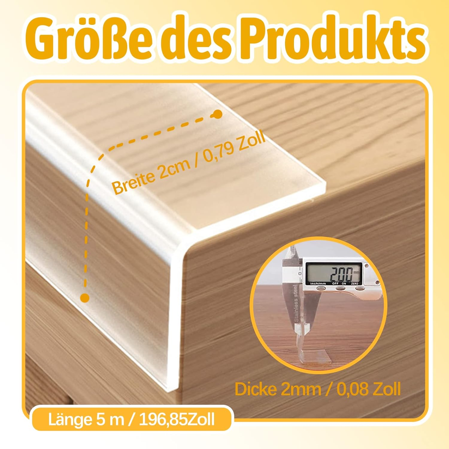 5 Metres Baby Edge Protection, Self-Adhesive Corner Protection Bands, Widening Soft Table Edge Protector for Fridge, Sink, Table, Cabinet, Bed, Glass Table Furniture (Transparent) image number 5