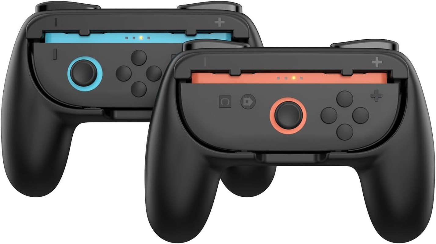 Grip for Nintendo Switch 2 Joyc Ons, [Ergonomic Design] Wear-Resistant Comfort Game Controller Handle Kit for Nintendo Switch 2 Joy-C on (2-Pack) (Black)